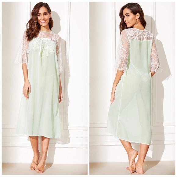 Boutique Other - New Green Vintage Style Sheer Lace Nightgown